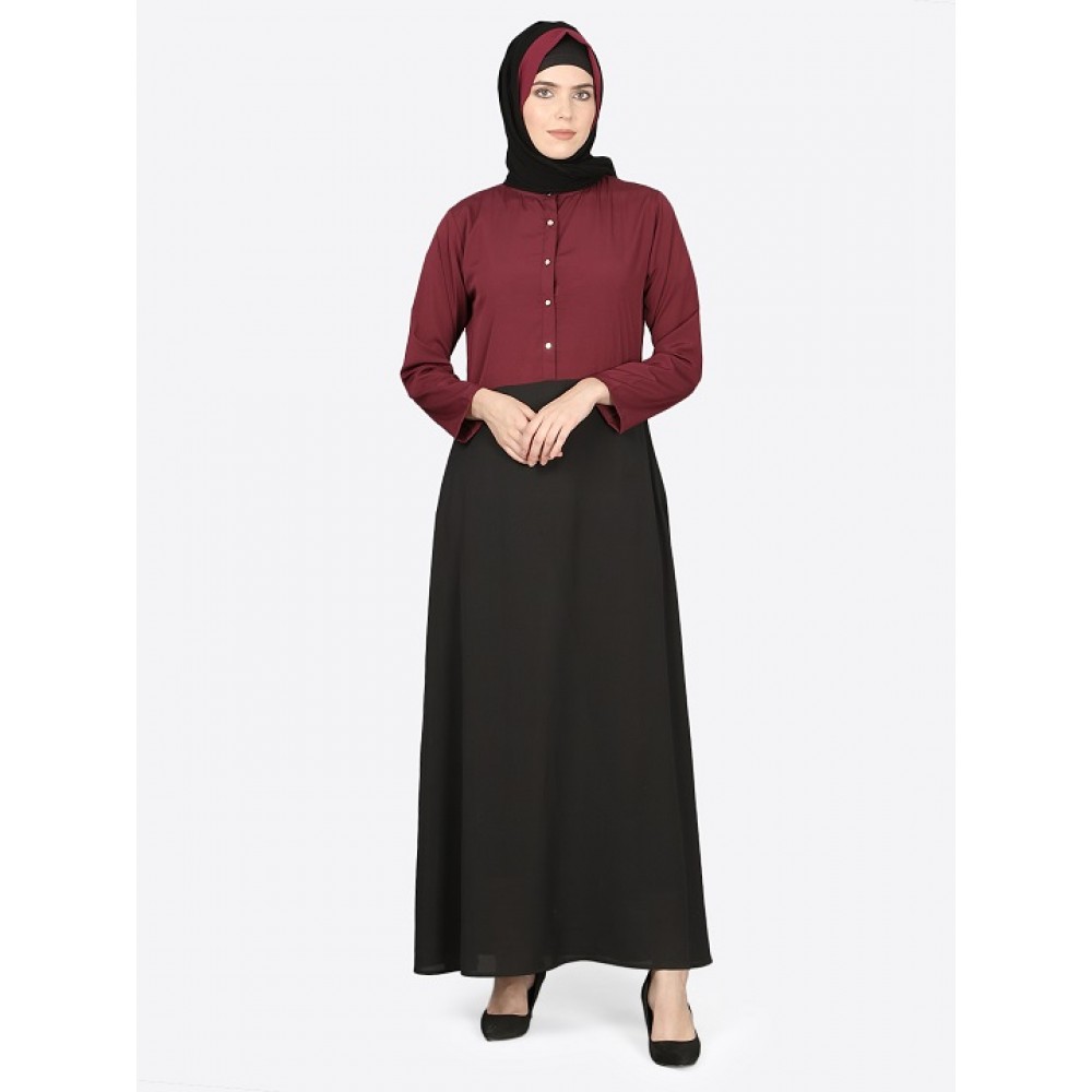 Nazneen Contrast Body Daily Wear Abaya