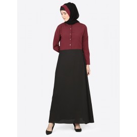 Nazneen Contrast Body Daily Wear Abaya