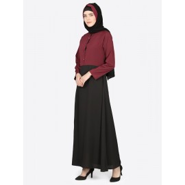 Nazneen Contrast Body Daily Wear Abaya