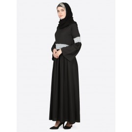 Nazneen Lace At Waist And Sleeve Classic Abaya