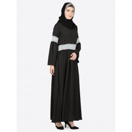 Nazneen Lace At Waist And Sleeve Classic Abaya