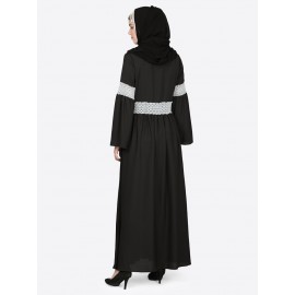 Nazneen Lace At Waist And Sleeve Classic Abaya