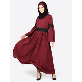 Nazneen Lace At Waist And Sleeve Classic Abaya