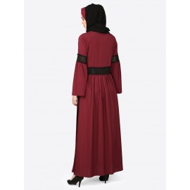 Nazneen Lace At Waist And Sleeve Classic Abaya