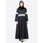 Nazneen Lace At Waist And Sleeve Classic Abaya