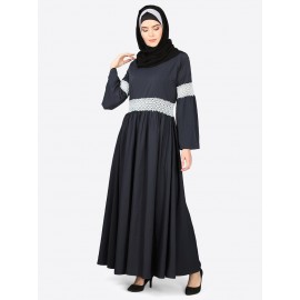 Nazneen Lace At Waist And Sleeve Classic Abaya