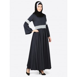 Nazneen Lace At Waist And Sleeve Classic Abaya