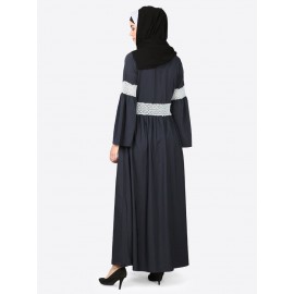 Nazneen Lace At Waist And Sleeve Classic Abaya