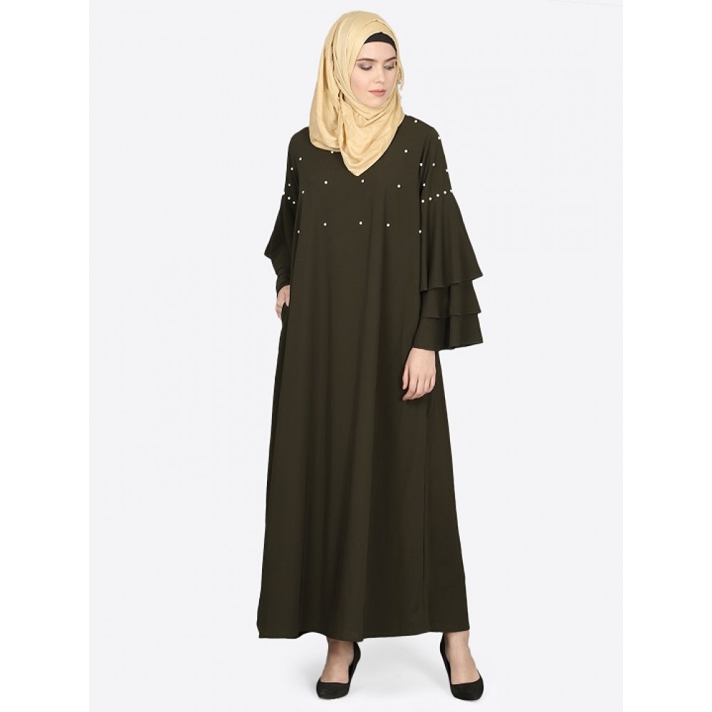 Nazneen Three Bell Beaded Abaya