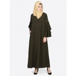 Nazneen Three Bell Beaded Abaya