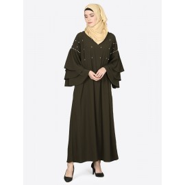 Nazneen Three Bell Beaded Abaya