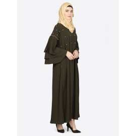 Nazneen Three Bell Beaded Abaya