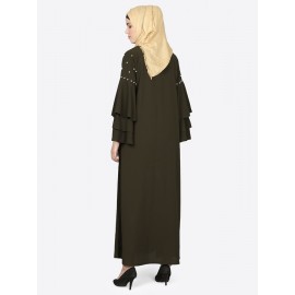 Nazneen Three Bell Beaded Abaya