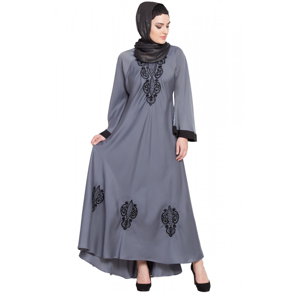 Nazneen Thread Embroidered Umbrella Nida Abaya