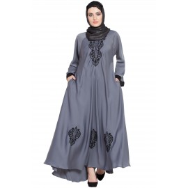 Nazneen Thread Embroidered Umbrella Nida Abaya