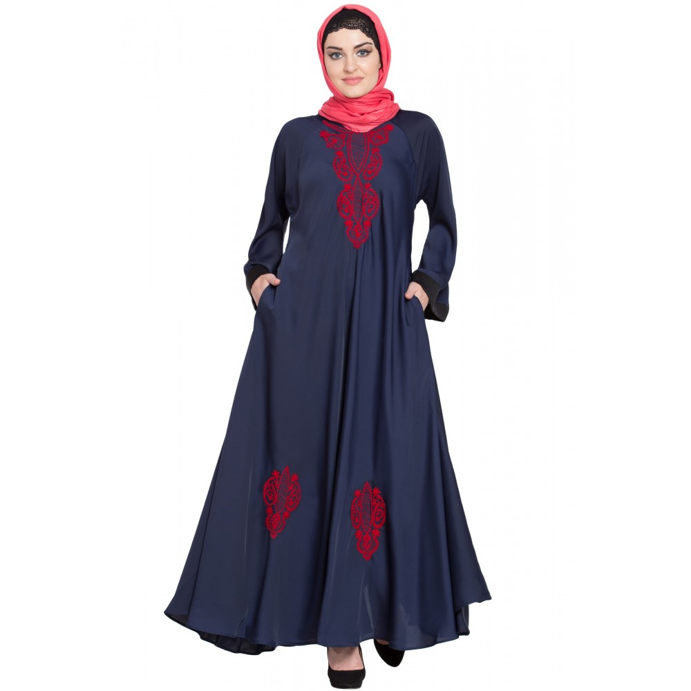 Nazneen Thread Embroidered Umbrella Nida Abaya