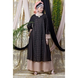 Nazneen Double Layer Hand Embroidered Party Abaya