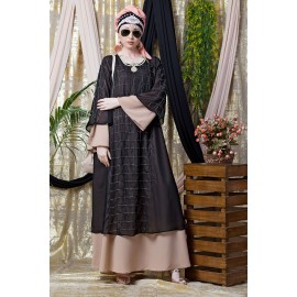 Nazneen Double Layer Hand Embroidered Party Abaya
