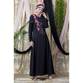 Nazneen applique flowers Hand work Party Nida Abaya