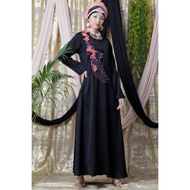 Nazneen applique flowers Hand work Party Nida Abaya