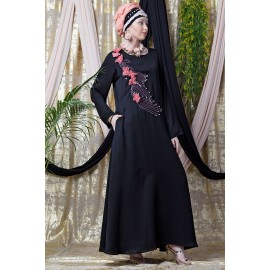 Nazneen applique flowers Hand work Party Nida Abaya