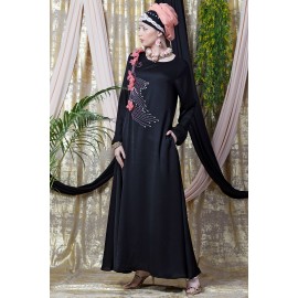 Nazneen applique flowers Hand work Party Nida Abaya