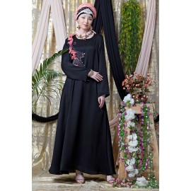 Nazneen applique flowers Hand work Party Nida Abaya