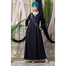 Nazneen Hand Embroidered Flare Nida Abaya