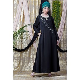 Nazneen Hand Embroidered Flare Nida Abaya