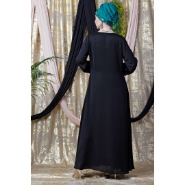 Nazneen Hand Embroidered Flare Nida Abaya