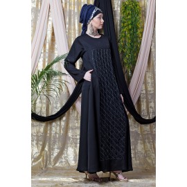 Nazneen Diamond Motif Hand Embroidered Flare Nida Abaya