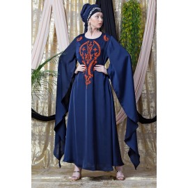 Nazneen Extra Long Wings Sleeve Embroidered Party Abaya