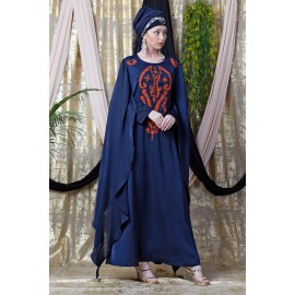 Nazneen Extra Long Wings Sleeve Embroidered Party Abaya