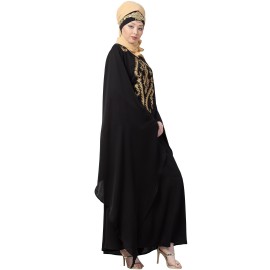 Nazneen Extra Long Wings Sleeve Embroidered Party Abaya