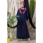 Nazneen Front Long Frill Contrast Flowers Party Abaya