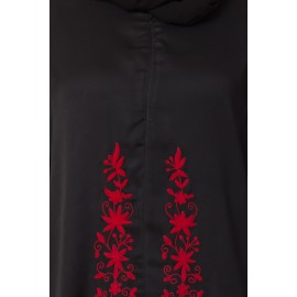 Nazneen Front Embroidered Zip At Neck Nida Abaya