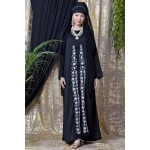 Nazneen Front Embroidered Zip At Neck Nida Abaya