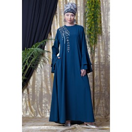 Nazneen Hand Work Teal Party Abaya