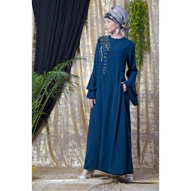 Nazneen Hand Work Teal Party Abaya