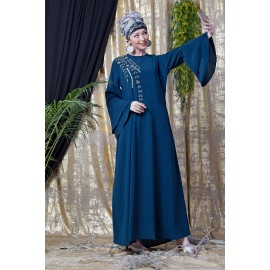 Nazneen Hand Work Teal Party Abaya