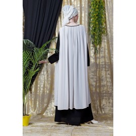 Nazneen Embroidered Neck Band Double Layer Party Abaya