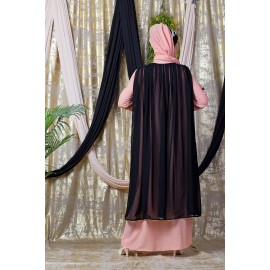 Nazneen Embroidered Neck Band Double Layer Party Abaya