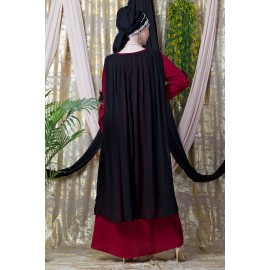 Nazneen Embroidered Neck Band Double Layer Party Abaya