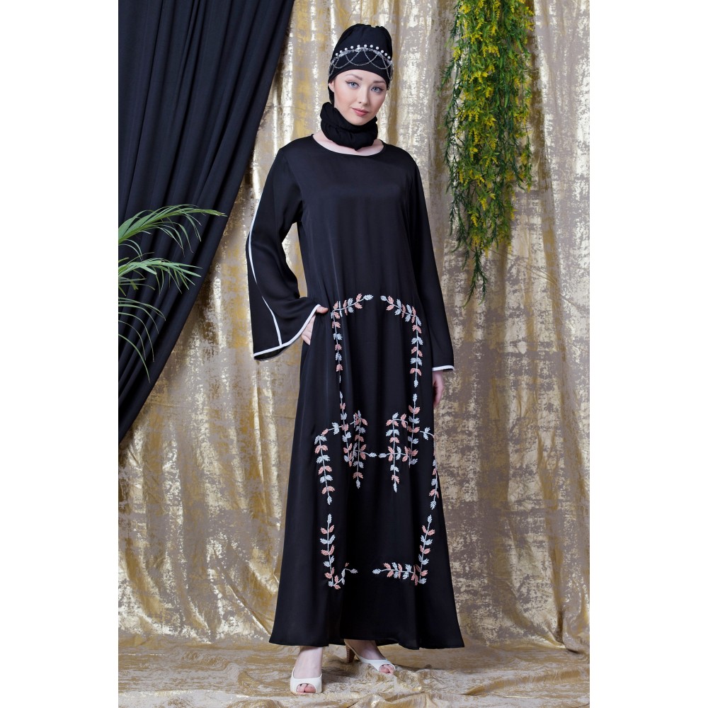 Nazneen Front Hand Embroidered Bell Sleeve Party Abaya