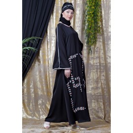 Nazneen Front Hand Embroidered Bell Sleeve Party Abaya