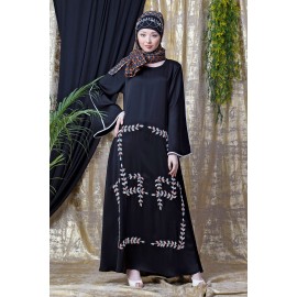 Nazneen Front Hand Embroidered Bell Sleeve Party Abaya