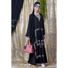 Nazneen Front Hand Embroidered Bell Sleeve Party Abaya