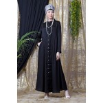 Nazneen Front Open With Pleats From Waist Casual Abaya