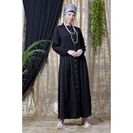 Nazneen Front Open With Pleats From Waist Casual Abaya