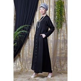 Nazneen Front Open With Pleats From Waist Casual Abaya